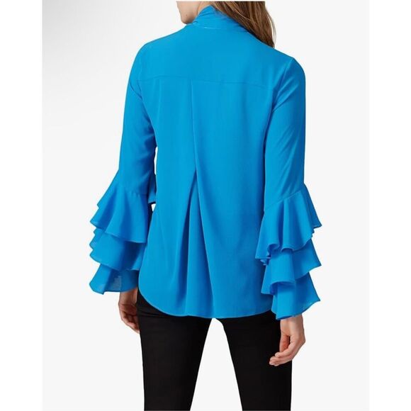 Prabal Gurung Rent The Runway Pre-Loved Blue Bell Sleeve Blouse 8 $398 - Picture 2 of 6